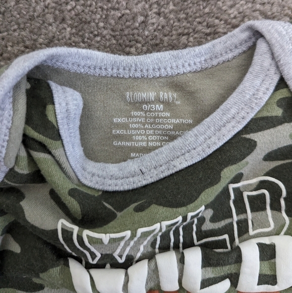 Camouflage pants and long sleeve onesie set cotton 0-3 months - Picture 3 of 6